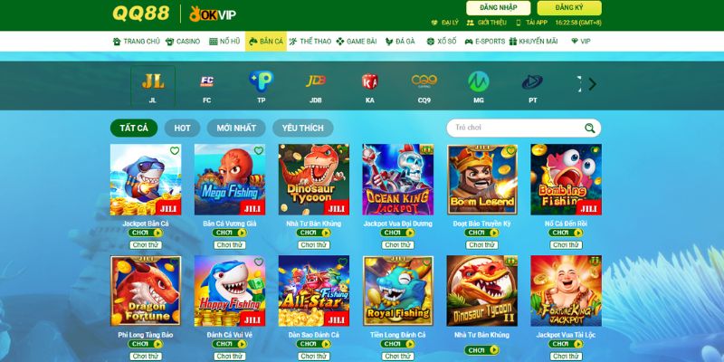 Slot game QQ88 nổ hũ jackpot và bắn cá 3D tỷ lệ thưởng cao